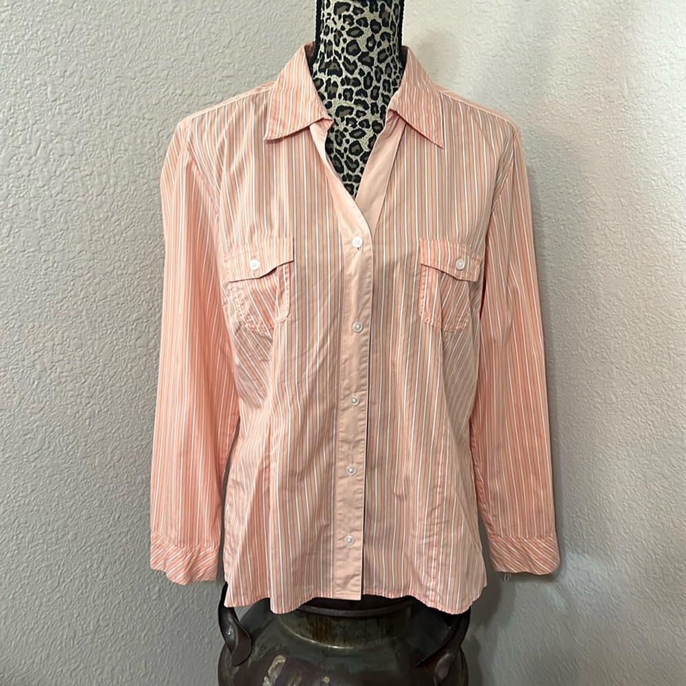 Chico’s Peach & White Button Up- Size 2
